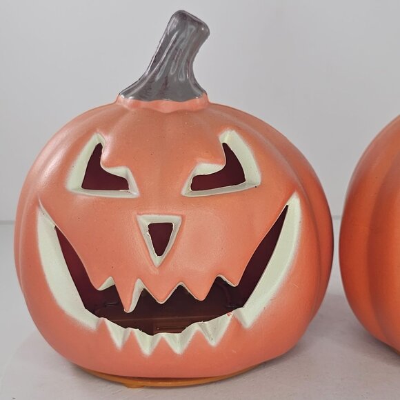 Set Of 2 Gemmy Light-Up Halloween Jack-O-Lantern Decorations Pumpkin - Picture 4 of 9